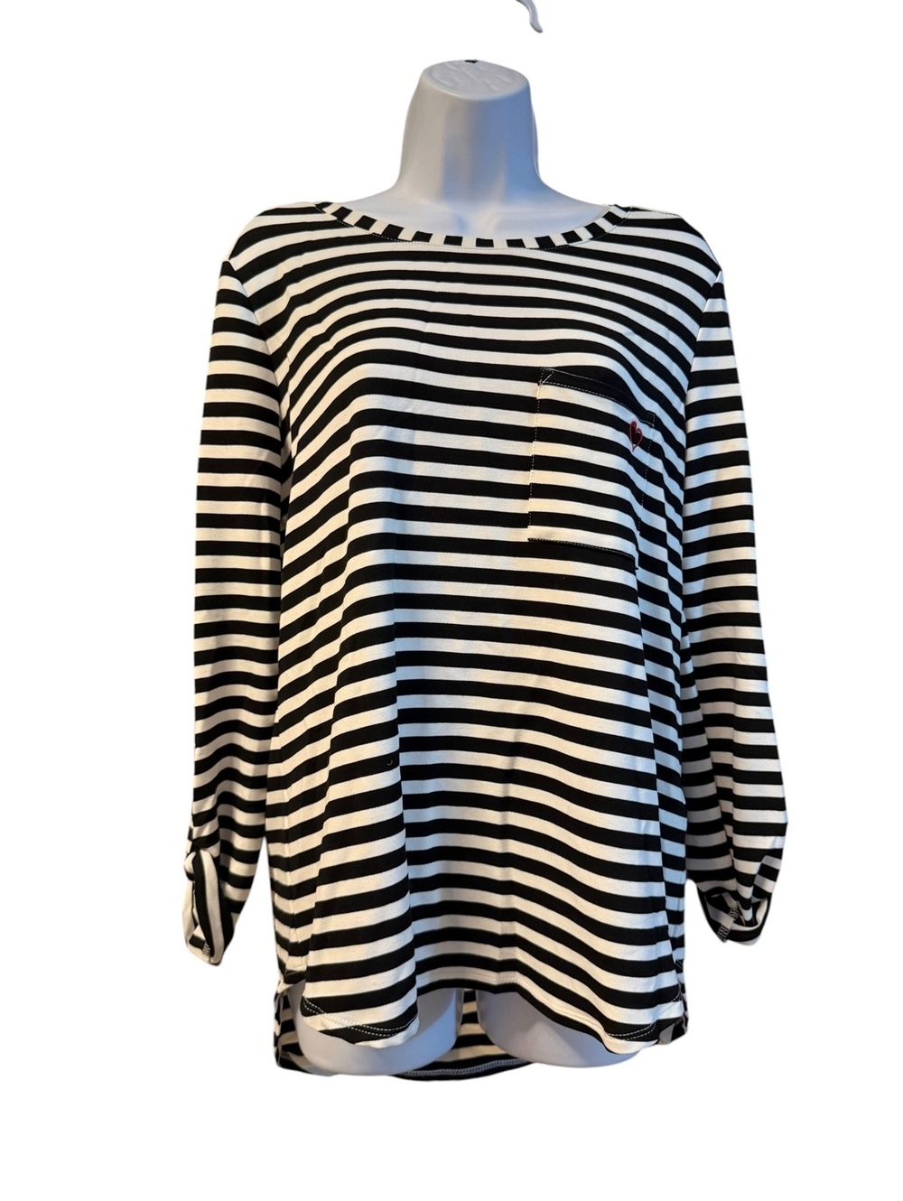 Jane and Delancey Black & White Striped Long-Sleeve Top